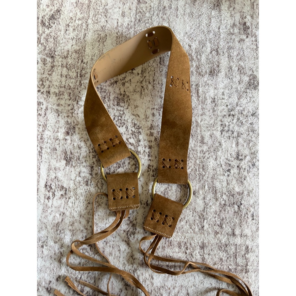 Steve Madden Brown Suede Leather Boho Western Tie Belt Size S/M - Picture 2 of 5